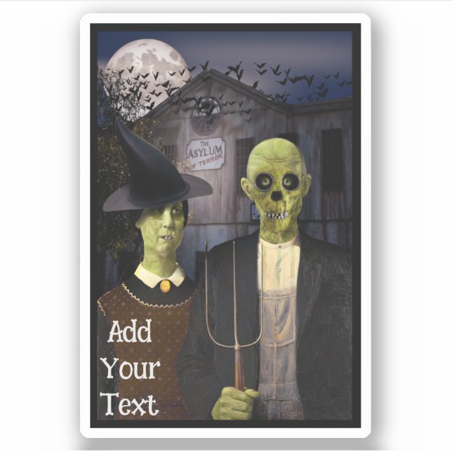 Pegatina Haunted House Asylum Halloween (Anverso)