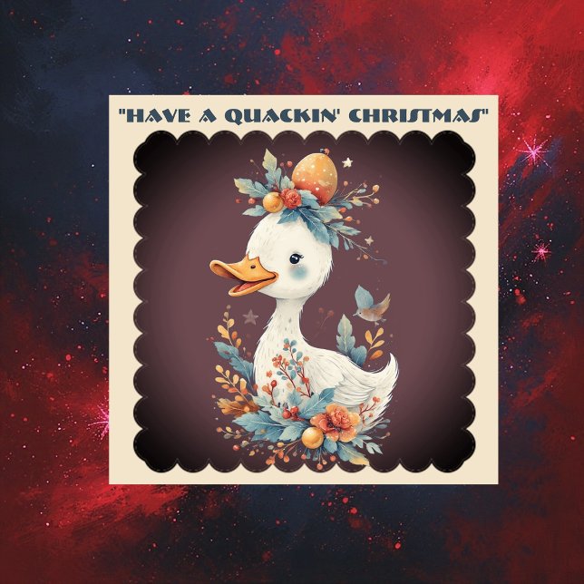 Pegatina Have a Quackin' Christmas Duck Whimsical Naughty (Have a Quackin' Christmas Duck Whimsical Naughty Sticker)