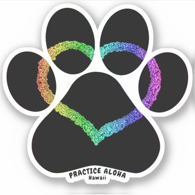 Pegatina Hawai Practice Aloha - Kitty Love Rainbow (Anverso)