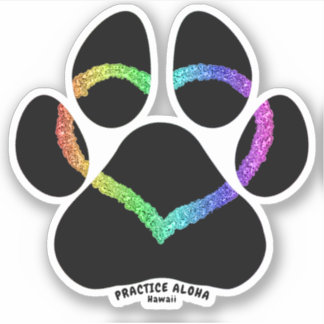 Pegatina Hawai Practice Aloha - Puppy Love Rainbow