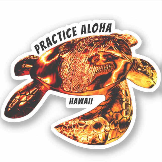 Pegatina Hawai Practice Aloha - Tribal Honu Lava (Anverso)