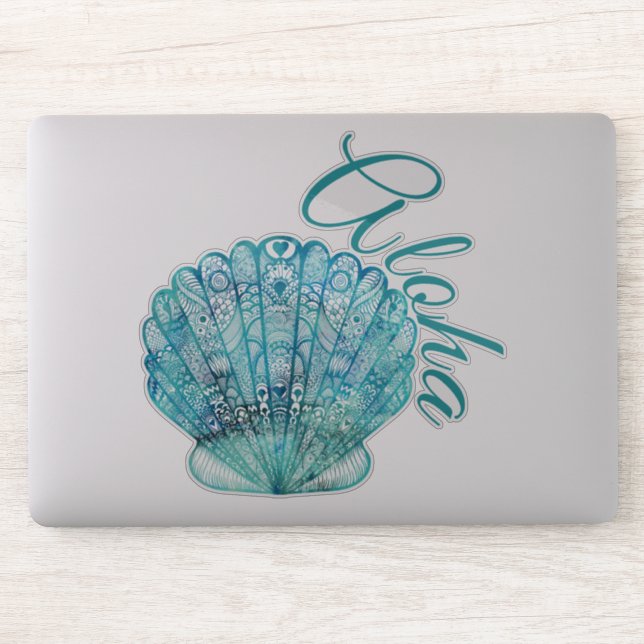 Pegatina Hawai Turquoise Clam Shell Aloha (Ordenador)