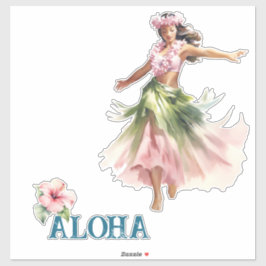 Pegatina Hawaii Aloha Bailador Hibiscus Flower