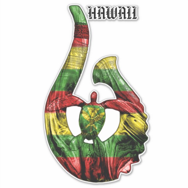 Pegatina Hawaii Honu Tribal Hook Kanaka Maoli (Anverso)