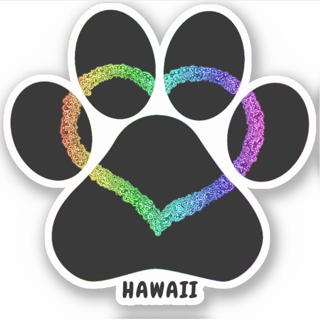Pegatina Hawaii Kitty Love Rainbow (Anverso)