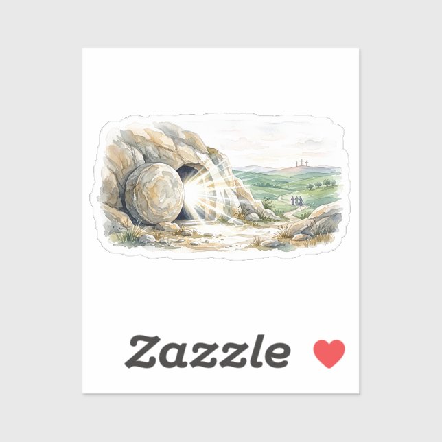 Pegatina He Is Risen Empty Tomb Easter Cross Sticker (Hoja)