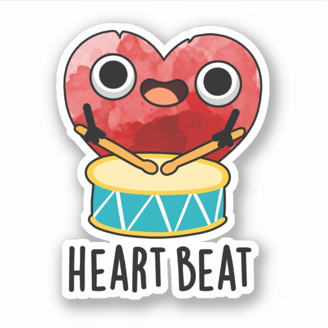 Pegatina Heart Beat Funny Heart Drummer Pun (Anverso)