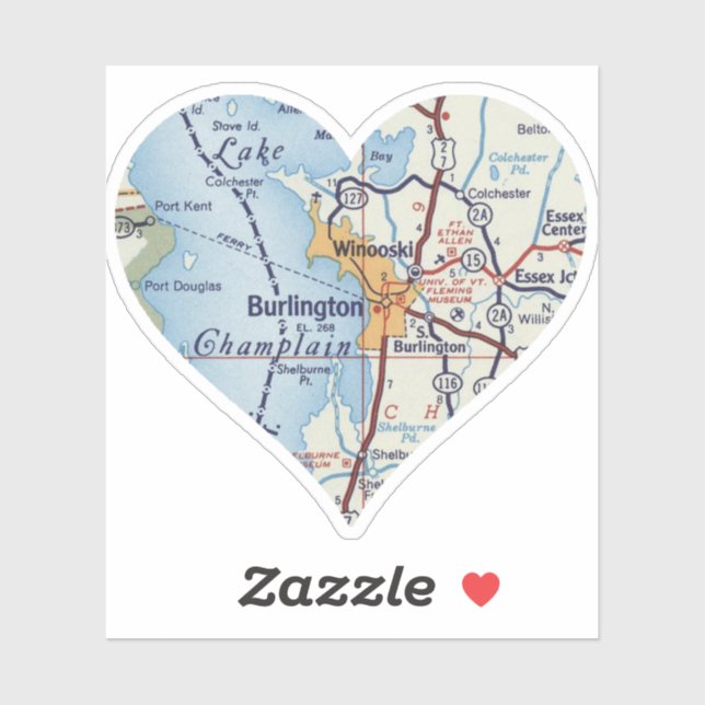 Pegatina Heart Burlington Vermont y Winooski (Hoja)