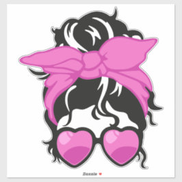 Pegatina Heart Glasses Messy Bun Sticker (2"–14") 