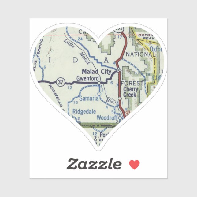 Pegatina Heart Malad City Idaho (Hoja)