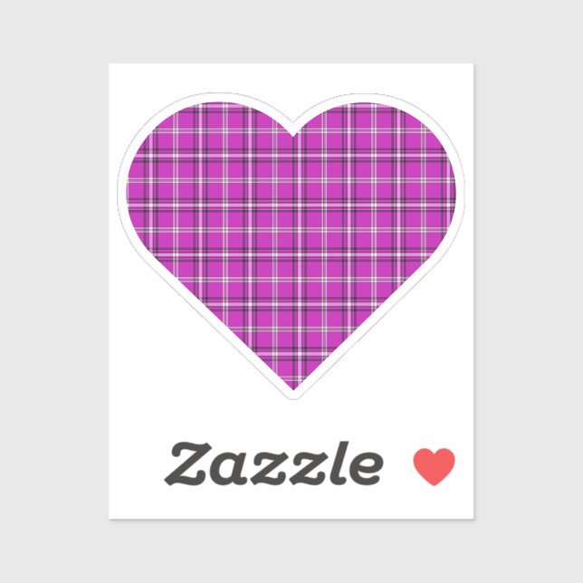 Pegatina Heart Plaid Pink Purple Black (Hoja)
