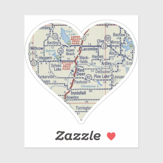 Pegatina Heart Red Deer Alberta (Hoja)