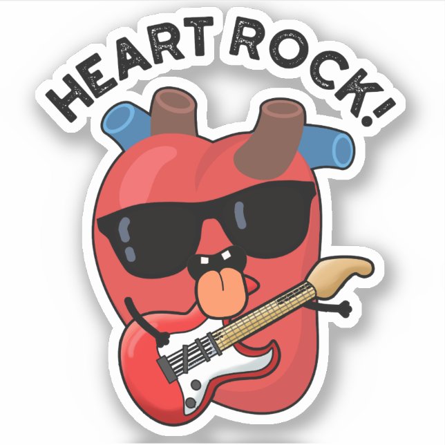 Pegatina Heart Rock Funny Music Pun (Anverso)