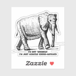 Pegatina Heavy Cross-Hatched Elephant