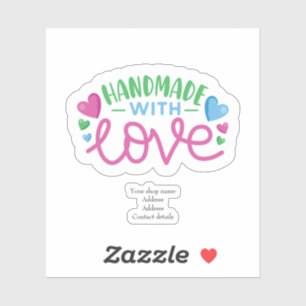 Pegatina Hecho a mano con amor personalizado