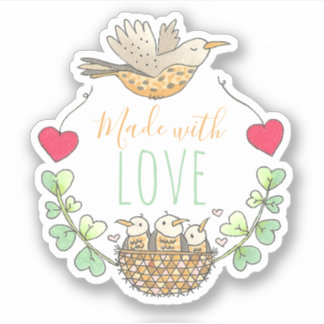 Pegatina Hecho con amor cuidador de pájaros