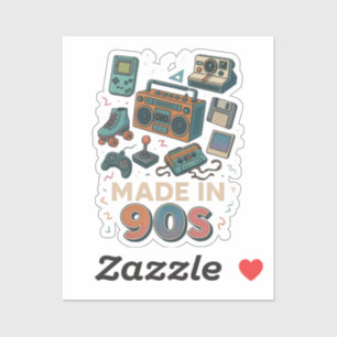 Pegatina Hecho En 90 Cumpleaños Nostalgia Tecnología Retro