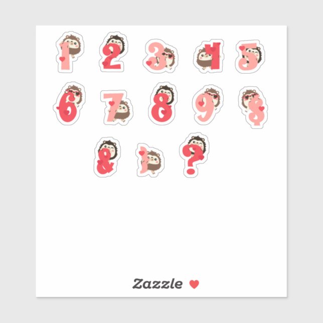 Pegatina Hedge Hugs Number Stickers | Cute Hedgehog Letter  (Hoja)