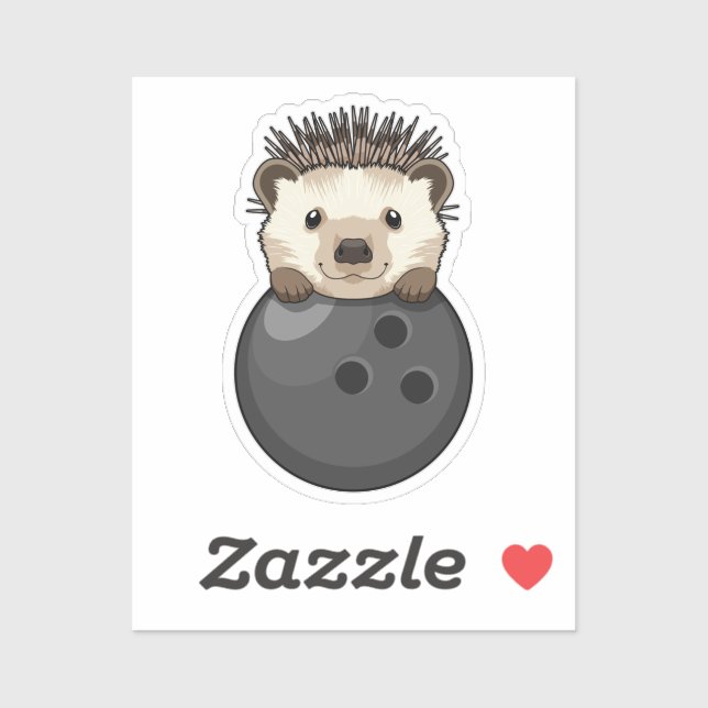 Pegatina Hedgehog en el Bowling con bolas (Hoja)