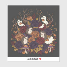 Pegatina hedgehog halloween atormentado bosque