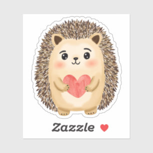 Pegatina Hedgehog Heart Watercolor