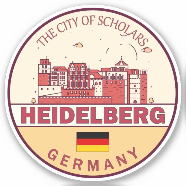 Pegatina Heidelberg Alemania City Skyline Emblem (Anverso)