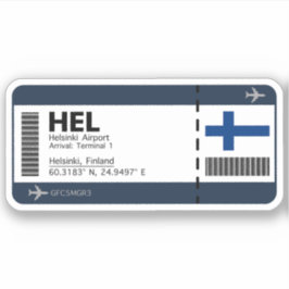 Pegatina HEL Helsinki, Pase de embarque del aeropuerto de F