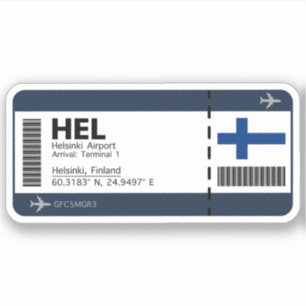 Pegatina HEL Helsinki, Pase de embarque del aeropuerto de F