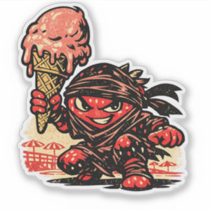Pegatina Helado Asesino de Fresa — Diversión de Verano Vint