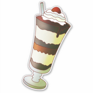 Pegatina Helado con chocolate y nueces, o Sundae de chocola