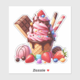 Pegatina helado de fresa delicioso