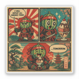 Pegatina Helado de Shogun de Sandía — Procrastinación Diver