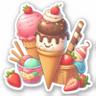 Pegatina helado yummy kawaii