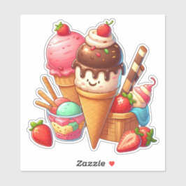 Pegatina helado yummy kawaii