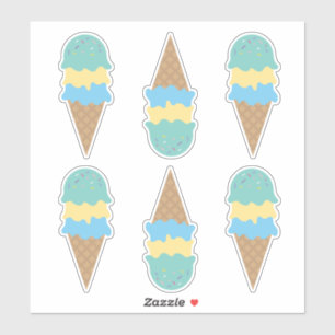 Pegatina Helados retro de color azul y verde