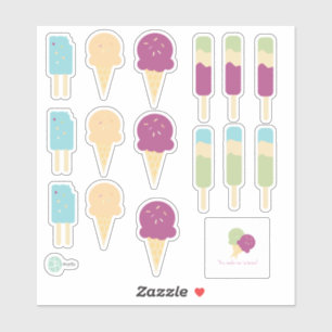 Pegatina Helados y paletas de remolino con sprinkles nombre