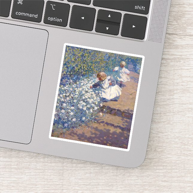 Pegatina Helen Galloway McNicoll Picking Flowers (Detalle)