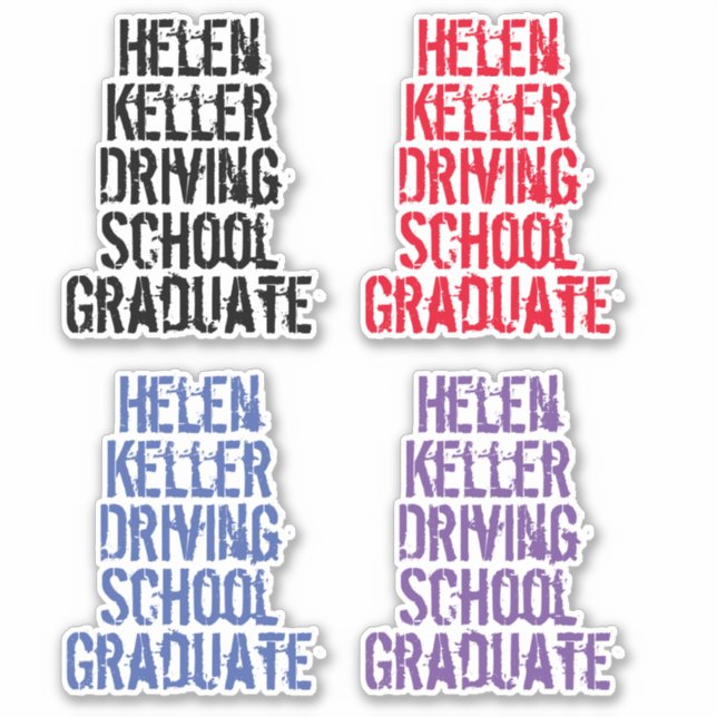 Pegatina Helen Keller conduce a la escuela para la diversió (Anverso)