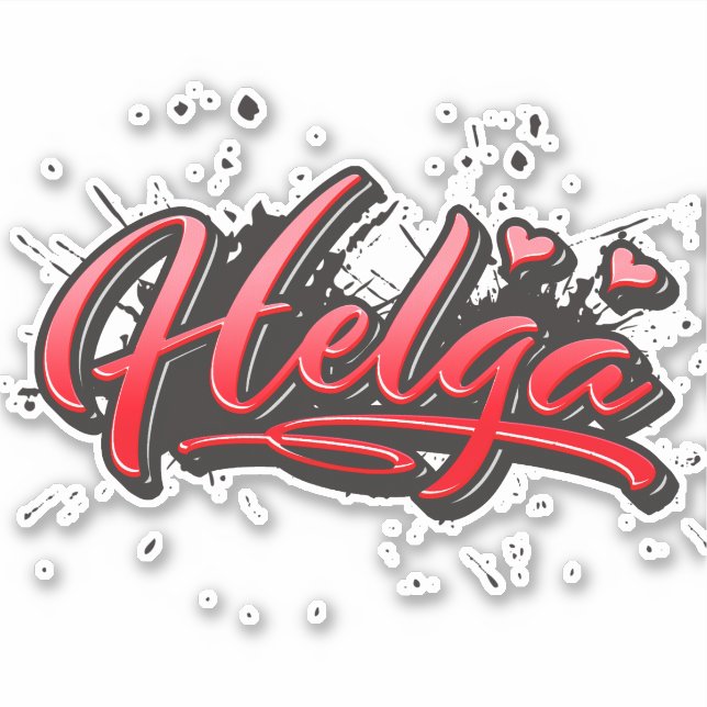 Pegatina Helga red Heart Graffiti Aufkleber Sticker (Anverso)