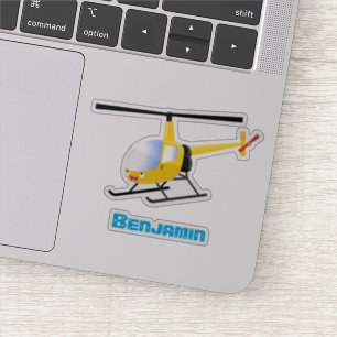 Pegatina Helicóptero de personalizado alegre amarillo lindo