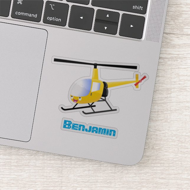 Pegatina Helicóptero de personalizado alegre amarillo lindo (Detalle)