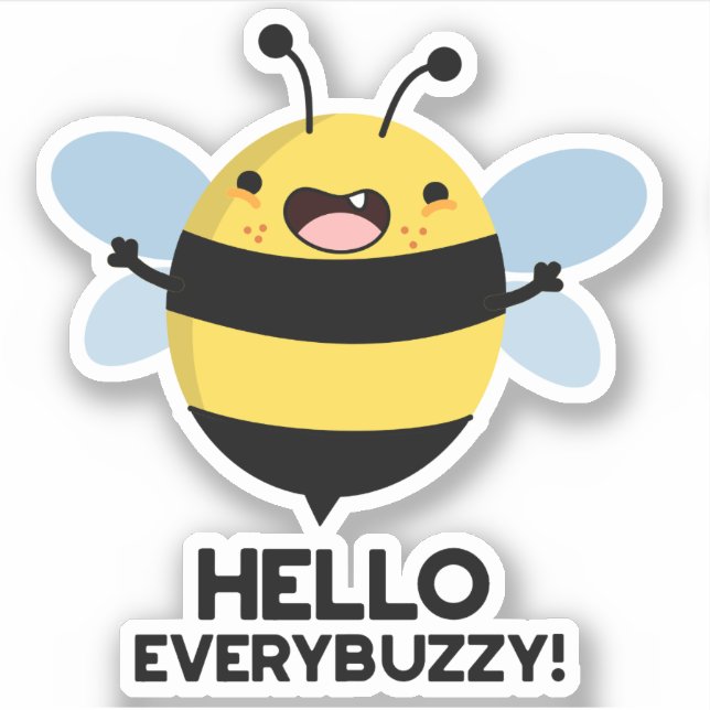 Pegatina Hello Everybuzzy Funny Bee Pun (Anverso)