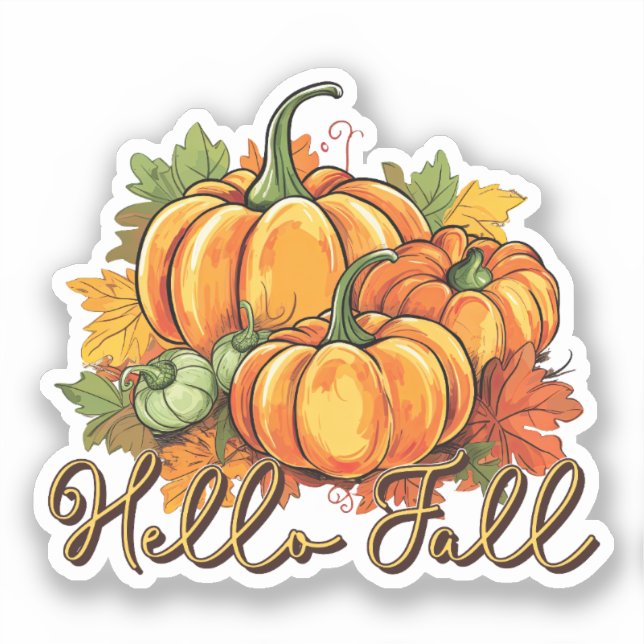 Pegatina Hello Fall (Anverso)
