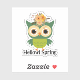 Pegatina Hellowe Spring Cute Owl Hello Spring