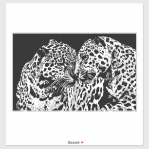 Pegatina Hembra hembra leopardo compañeras Jungle Safari Re