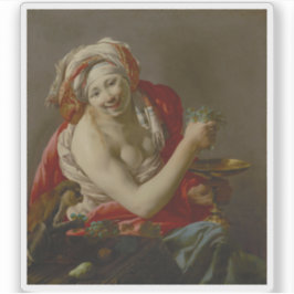 Pegatina Hendrick ter Brugghen - Bacchante con un simio