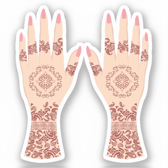 Pegatina Henna Mehndi Hands Desi Arab (Anverso)