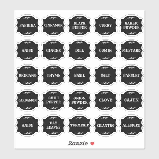 Pegatina Herb & Spice Jar Labels  (Hoja)