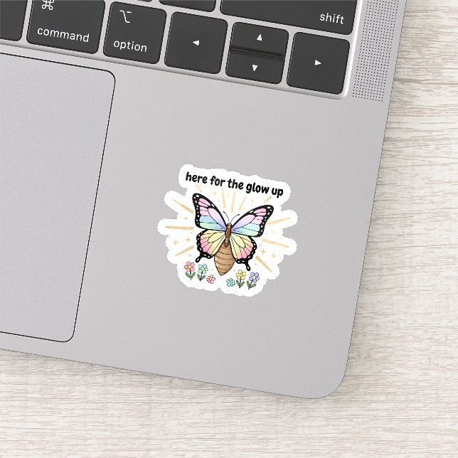 Pegatina Here for the Glow Up Sticker – Pastel Butterfly (Detalle)