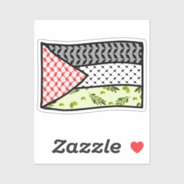 Pegatina Herencia de Bandera Palestina de Keffiyeh Rojo y N